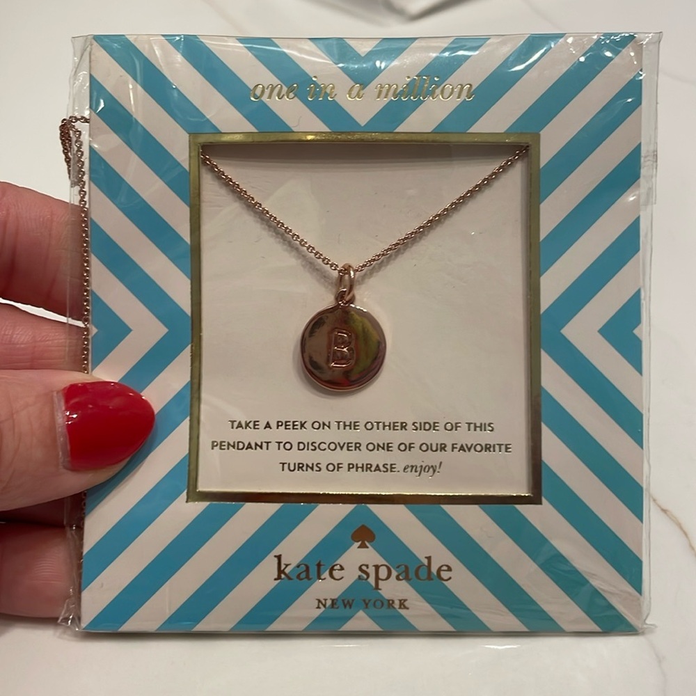 Kate Spade Rose Gold “B” Pendant Initial Necklace